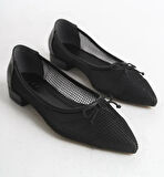 Feles Dantel Fiyonk Detaylı Sivri Burun Kadın Babet Ayakkabı