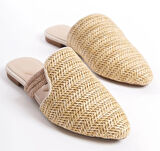 Feles İnce Taban Hasır Detaylı Kadın Terlik