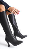 Feles Diz Altı Topuklu Sivri Burun Kadın Çizme