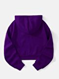 Kadın Basic Kapüşonlu Crop İçi Polarlı Oversize Sweatshirt