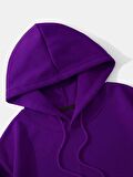 Kadın Basic Kapüşonlu Crop İçi Polarlı Oversize Sweatshirt