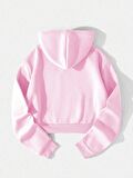 Kadın Basic Kapüşonlu Crop İçi Polarlı Oversize Sweatshirt