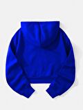 Kadın Basic Kapüşonlu Crop İçi Polarlı Oversize Sweatshirt