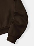 Kadın Basic Kapüşonlu Crop İçi Polarlı Oversize Sweatshirt