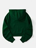 Kadın Basic Kapüşonlu Crop İçi Polarlı Oversize Sweatshirt