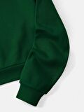 Kadın Basic Kapüşonlu Crop İçi Polarlı Oversize Sweatshirt