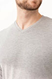 Erkek V Yaka Uzun Kollu Tişört 50 Pamuk Gaura shirt Pamuklu Nefes Alabilir Rahat Kesim Günlük