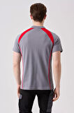 Polo Yaka Tişört GriKırmızı Detaylar İş Güvenliği Vancelya shirt Nefes Alabilir Şık Rahat Günlük