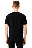 Erkek Siyah V Yaka Kısa Kollu Nefes Alabilir Pamuklu Düz T-Shirt