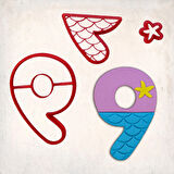 Deniz Kızı Rakam 9 Detaylı Kurabiye Kalıp Seti 3 Parça