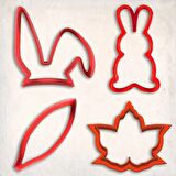 Tavşan Yaprak Kurabiye Kalıp Set 4'lü