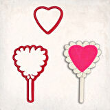 Kalp Lolipop Detay Kurabiye Kalıp Seti 2’li