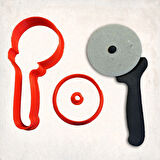 Pizza Kesici Detay Kurabiye Kalıp Seti 3’lü