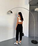 Wearflawless Kadın Scuba Crep Kumaş Beli Lastikli Şalvar Model Balon Pantolon