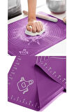 Büyük Boy 45x65 Cm Silikon Hamur Açma Matı Ve Hamur Kesme Spatula Seti