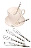Yaylı Paslanmaz Çelik Çay Kaşığı Mini Çırpıcı 6 Lı Set 1 Paket