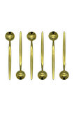 Gold Yuvarlak Çay Kaşık Seti 6 Adet, Kutulu, 18/10 Paslanmaz Çelik 6 Kişilik Çay Kaşığı Seti 13 Cm