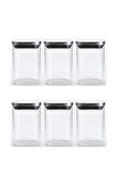 Vakum Krom Kapaklı Kare Cam Kavanoz 6,5x10,5 Cm - 300 Ml Cam Baharatlık Saklama Kabı 6 Adet