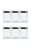 Vakum Krom Kapaklı Kare Cam Kavanoz 6,5x10,5 Cm - 300 Ml Cam Baharatlık Saklama Kabı 6 Adet