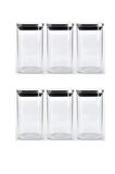 Vakum Krom Kapaklı Kare Cam Kavanoz 6,5x12,5 Cm - 350 Ml Cam Baharatlık Saklama Kabı 6 Adet