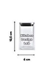 Vakum Krom Kapaklı Kare Cam Kavanoz 6,5x12,5 Cm - 350 Ml Cam Baharatlık Saklama Kabı 6 Adet