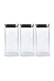 Vakum Krom Kapaklı Kare Cam Kavanoz 6,5x15,5 Cm - 450 Ml Cam Baharatlık Saklama Kabı 3 Adet