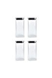 Vakum Krom Kapaklı Kare Cam Kavanoz 6,5x15,5 Cm - 450 Ml Cam Baharatlık Saklama Kabı 4 Adet