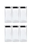 Vakum Krom Kapaklı Kare Cam Kavanoz 6,5x15,5 Cm - 450 Ml Cam Baharatlık Saklama Kabı 6 Adet