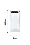 Vakum Krom Kapaklı Kare Cam Kavanoz 6,5x15,5 Cm - 450 Ml Cam Baharatlık Saklama Kabı 6 Adet