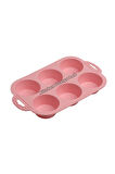 Tek Parça Pembe 6'lı Silikon Mini Kek Kalıbı - Muffin Kalıbı 6lı Kalıp Göbekli Kek Kalıbı 24x16cm