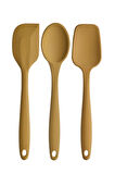Büyük Boy Yanmaz Silikon Spatula Ve Kaşık Seti 3 Model - Spatula Kaşık Sarı 3'lü Set
