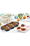 Airfryer Gri/antrasit 4'lü Silikon Mini Kek Kalıbı - Muffin Kalıbı 4 Kalıp Göbekli Kek Kalıbı 16cm