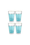 Ezme Dövülmüş Desen Tasarım Cam Su, Meşrubat, Latte, Kahve, Smoothie Bardağı 350 ml 4 Adet - 4361