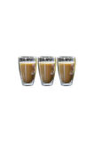Yeni Stil Çift Cidarlı Uzun Bardak 400 ml Su, Meşrubat, Nescafe, Latte Bardağı 3 Adet - 2258