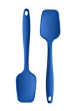 Büyük Boy Yanmaz Yapışmaz Silikon Mavi Düz Spatula Tekli 27 Cm