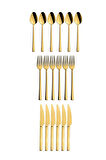 Gold 18 Adet Tatlı Çatal Kaşık Bıçak Seti - Kahvaltı Pasta Çatal Kaşık Bıçak Seti