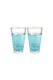 Ezme Dövülmüş Desen Tasarım Cam Su, Meşrubat, Latte, Kahve, Smoothie Bardağı 350 ml 2 Adet - 4361