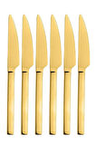 Parlak Gold Pasta Ve Tatlı Bıçağı Seti, Paslanmaz Çelik Kahvaltı Bıçak Seti 6 Adet, Kutulu