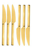 Parlak Gold Pasta Ve Tatlı Bıçağı Seti, Paslanmaz Çelik Kahvaltı Bıçak Seti 6 Adet, Kutulu