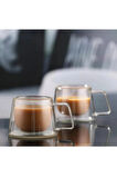 Yeni Tasarım Neskafe Ekspresso Fincanı, Çift Cidarlı Kulplu Cam Fincan 6 Adet 1836