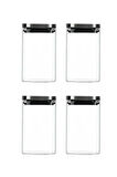 Vakum Krom Kapaklı Kare Cam Kavanoz 8x8x13 Cm - 650 ml Cam Baharatlık Saklama Kabı 4 Adet