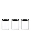 Vakum Krom Kapaklı Kare Cam Kavanoz 8x8x13 Cm -650 ml Cam Baharatlık Saklama Kabı 3 Adet