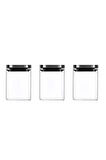 Vakum Krom Kapaklı Kare Cam Kavanoz 8x8x13 Cm -650 ml Cam Baharatlık Saklama Kabı 3 Adet