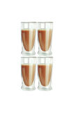 Çift Cidarlı Uzun Cam Kokteyl -Meşrubat-Latte Bardağı 350 ML 4 Adet 2323