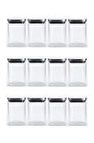Vakum Krom Kapaklı Kare Cam Kavanoz 6,5x10,5 Cm - 300 Ml Cam Baharatlık Saklama Kabı 12 Adet