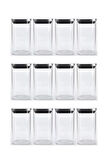 Vakum Krom Kapaklı Kare Cam Kavanoz 6,5x12,5 Cm - 350 Ml Cam Baharatlık Saklama Kabı 12 Adet