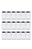 Vakum Krom Kapaklı Kare Cam Kavanoz 6,5x12,5 Cm - 350 Ml Cam Baharatlık Saklama Kabı 18 Adet
