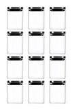 Vakum Krom Kapaklı Kare Cam Kavanoz 8x8*10 Cm - 500 Ml Cam Baharatlık Saklama Kabı 12  Adet