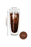 Çift Cidarlı Uzun Meşrubat,Kokteyl,Latte 320 ML Cam Bardak Seti 6 Adet 2324