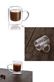 Çift Cidarlı Borosilikat Cam Nescafe,latte,filtre Kahve, Bitki Çayı Kupası 200 ml 3 Adet-1837